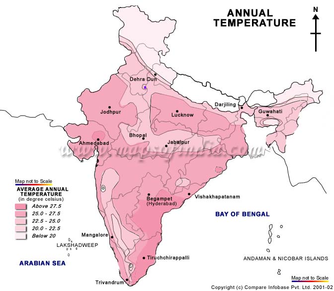 Annual Temperature Map of India